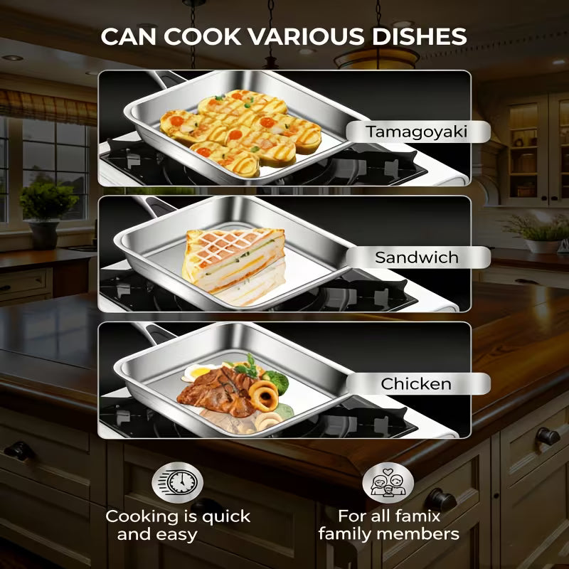 316 Steel Square Tamagoyaki Cooking Pan