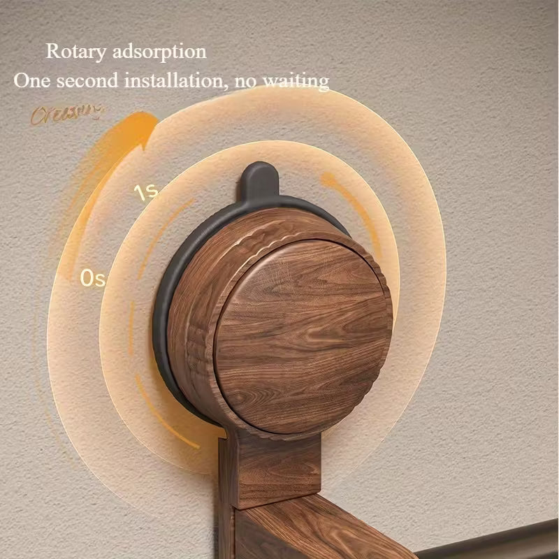 Homero Vacuum Mounted Towel Holder in Vintage Wood Style