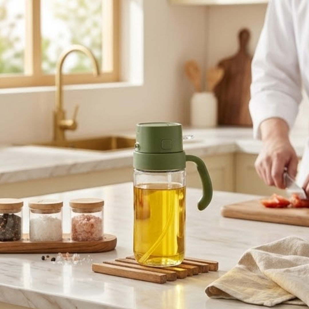 2 in 1 Kitchen Oil Spray Bottle with Pour Spout