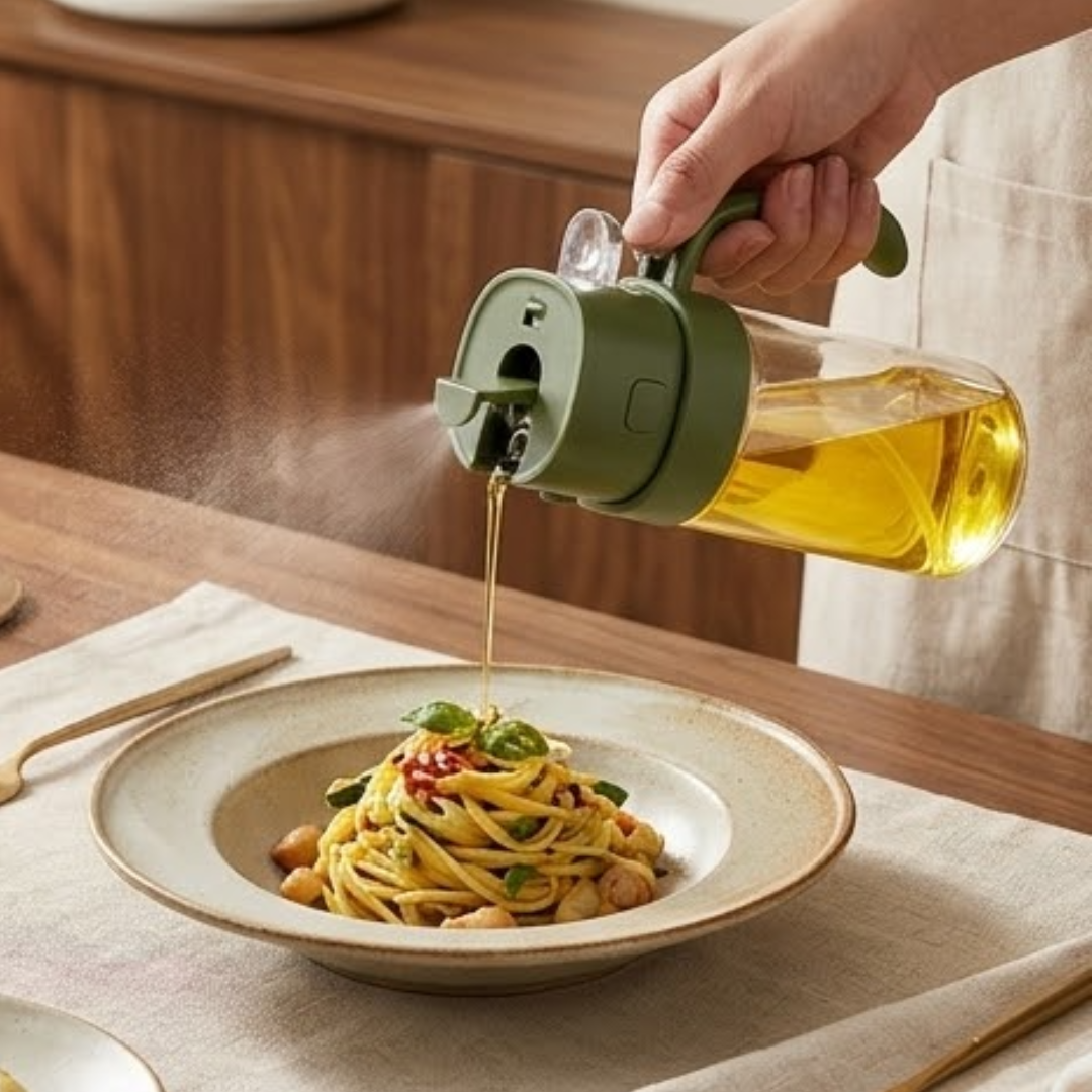 2 in 1 Kitchen Oil Spray Bottle with Pour Spout