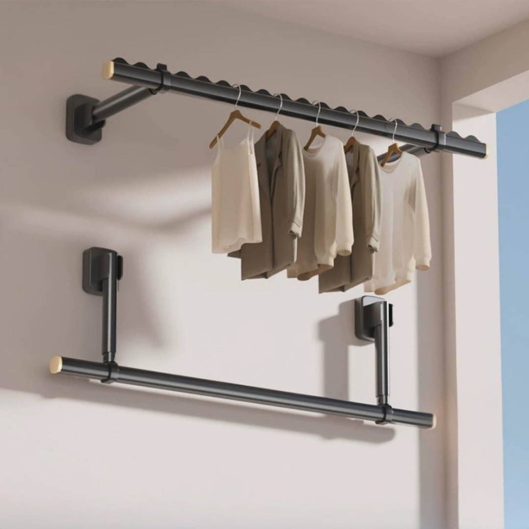 HOMERO Wall Mounted Space Saving Foldable Adjustable Drying Rack