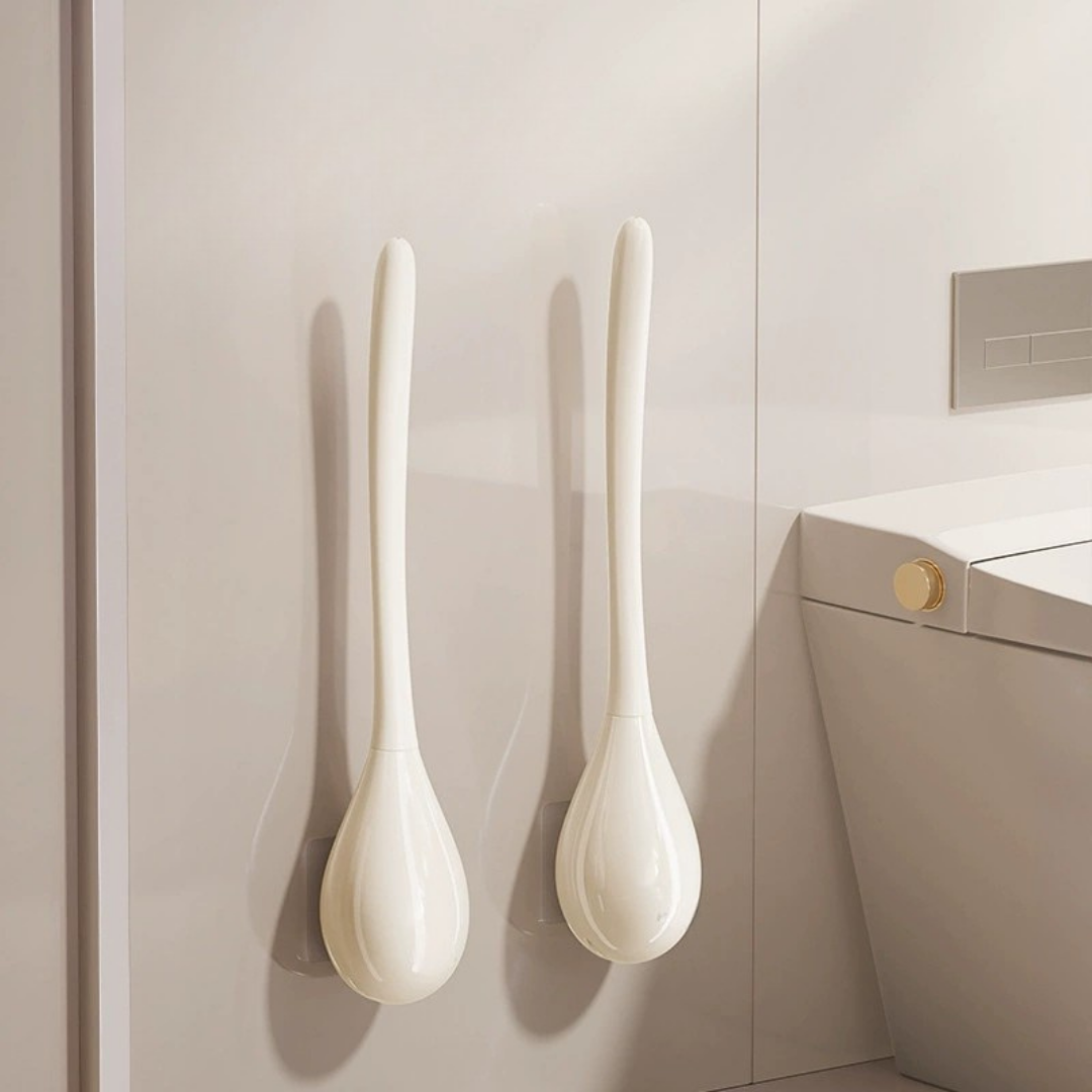 Automatic Open Close Soft Silicone Bristle Wall Mounted Toilet Brush Set