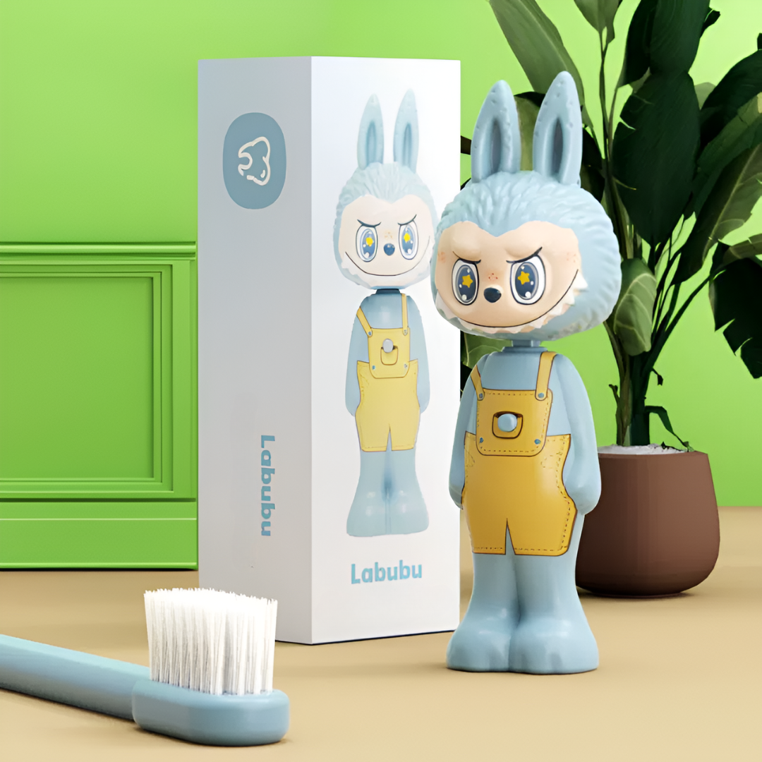 Homero Cute Labubu Ultra Soft Bristles Toothbrush 2 Piece (Pink and Blue)