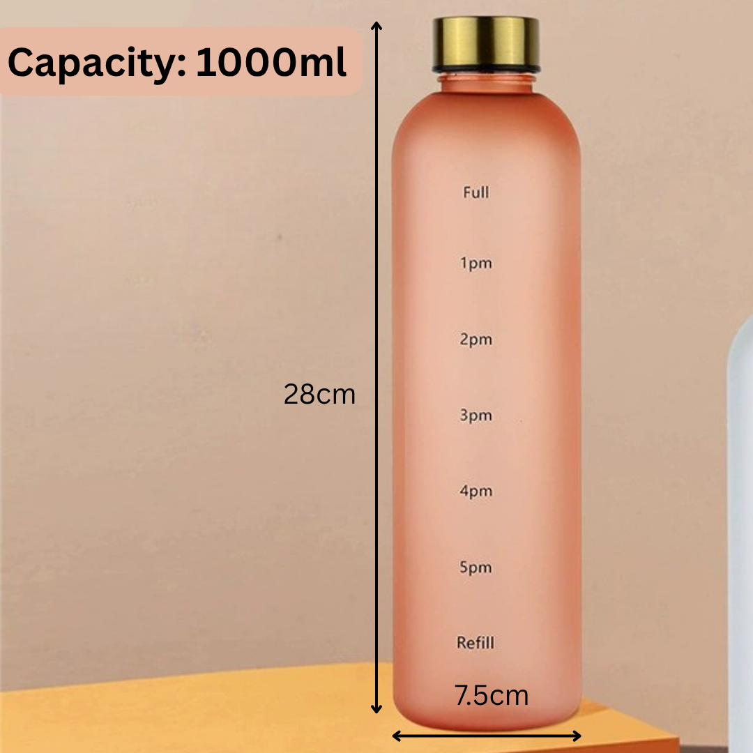 HOMERO Motivational Water Bottle with Time Marker Leakproof - 1000ml Capacity
