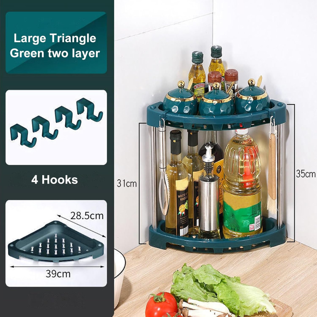 Stainless Steel Corner Kitchen Storage Rack with Smart Drainage Design