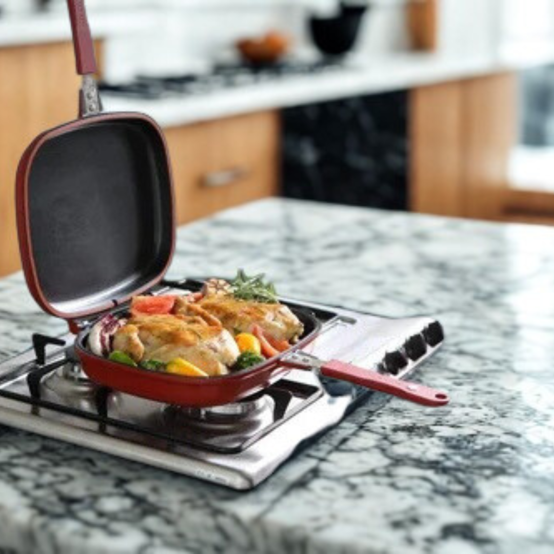 Double Sided Nonstick Magnetic Lock Grill Pan