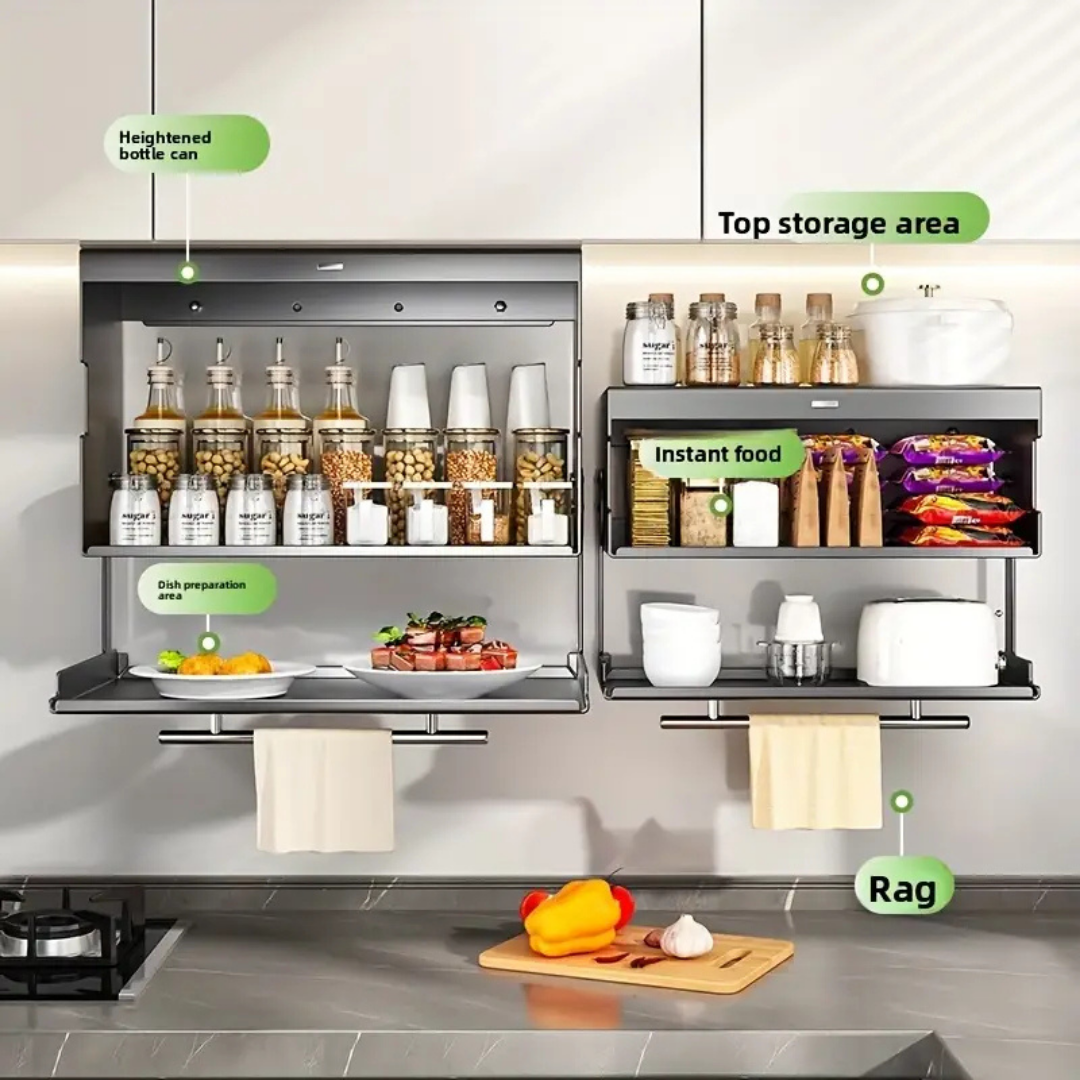 HOMERO Multifunctional Magnetic Flip-Top Kitchen Storage Rack