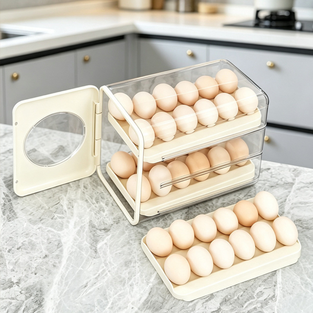 Automatic Transparent Drawer Rolling Egg Storage Organizer