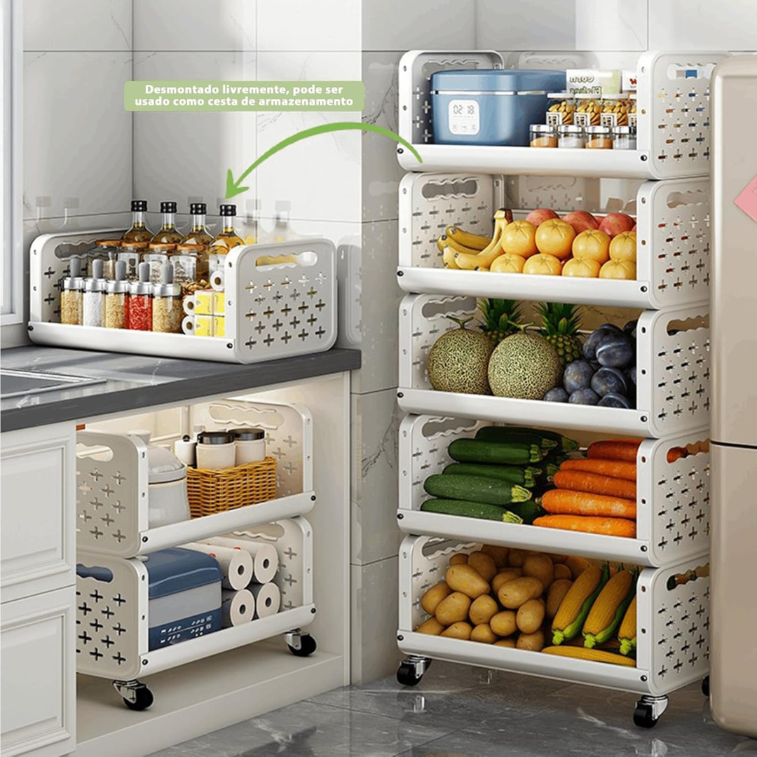 HOMERO Space Saving Utility Storage Rack with Wheels and Ventilated Shelves 4 Layer