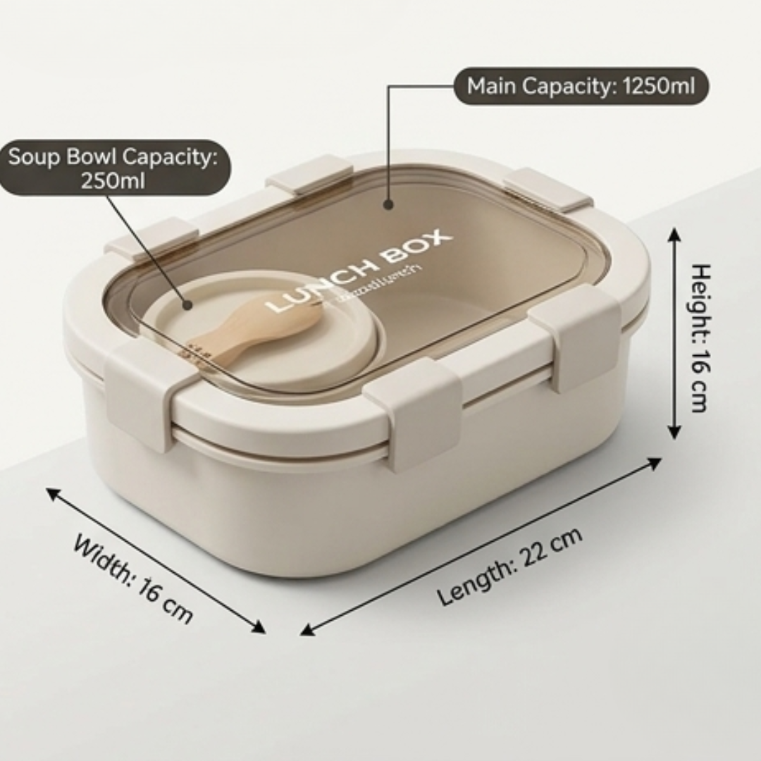 Premium Divided Airtight Leakproof Lunch Box with Soup Bowl