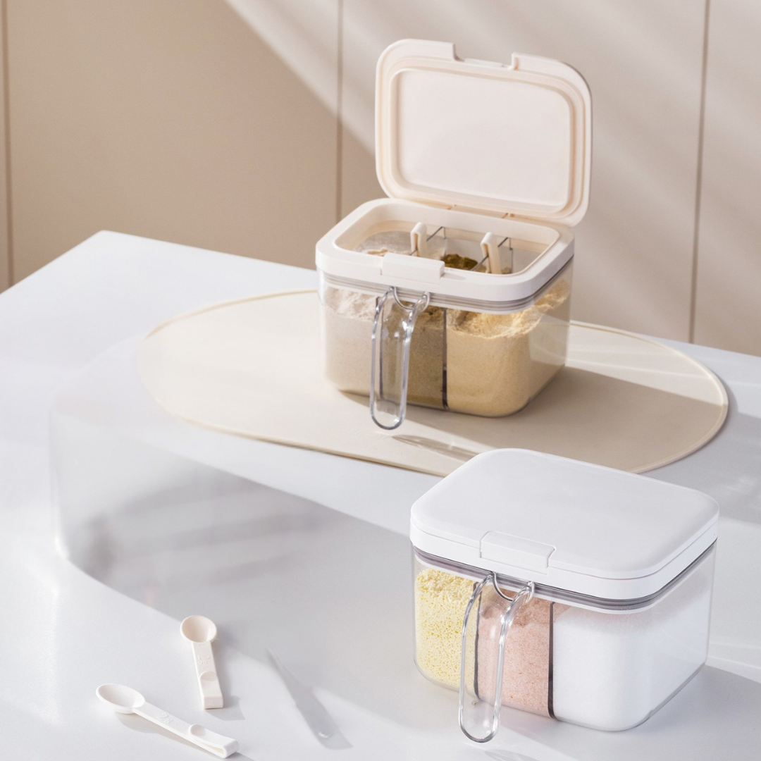 Three-in-One Pop-Up Lid Spice Storage Box With Measuring Spoon - 1200ml