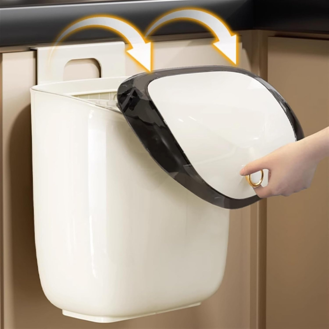 Multi Purpose Wall-Mount Wide Opening Waste Bin with Sliding Lid