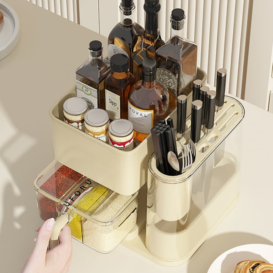 Smart 4-in-1 Multipurpose Knife Holder Seasoning Storage