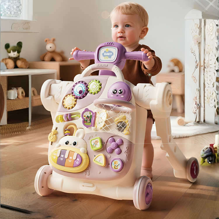 HOMERO 5 in 1 Multifunctional Activity Adjustable Height Baby Walker Learning Center