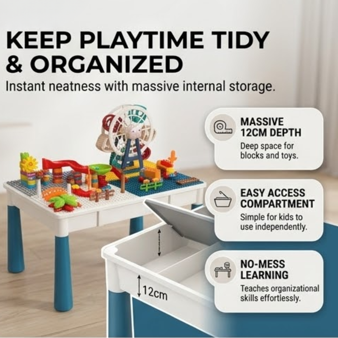 Multi Purpose Kids Activity Table Study Desk Building Block Play Set