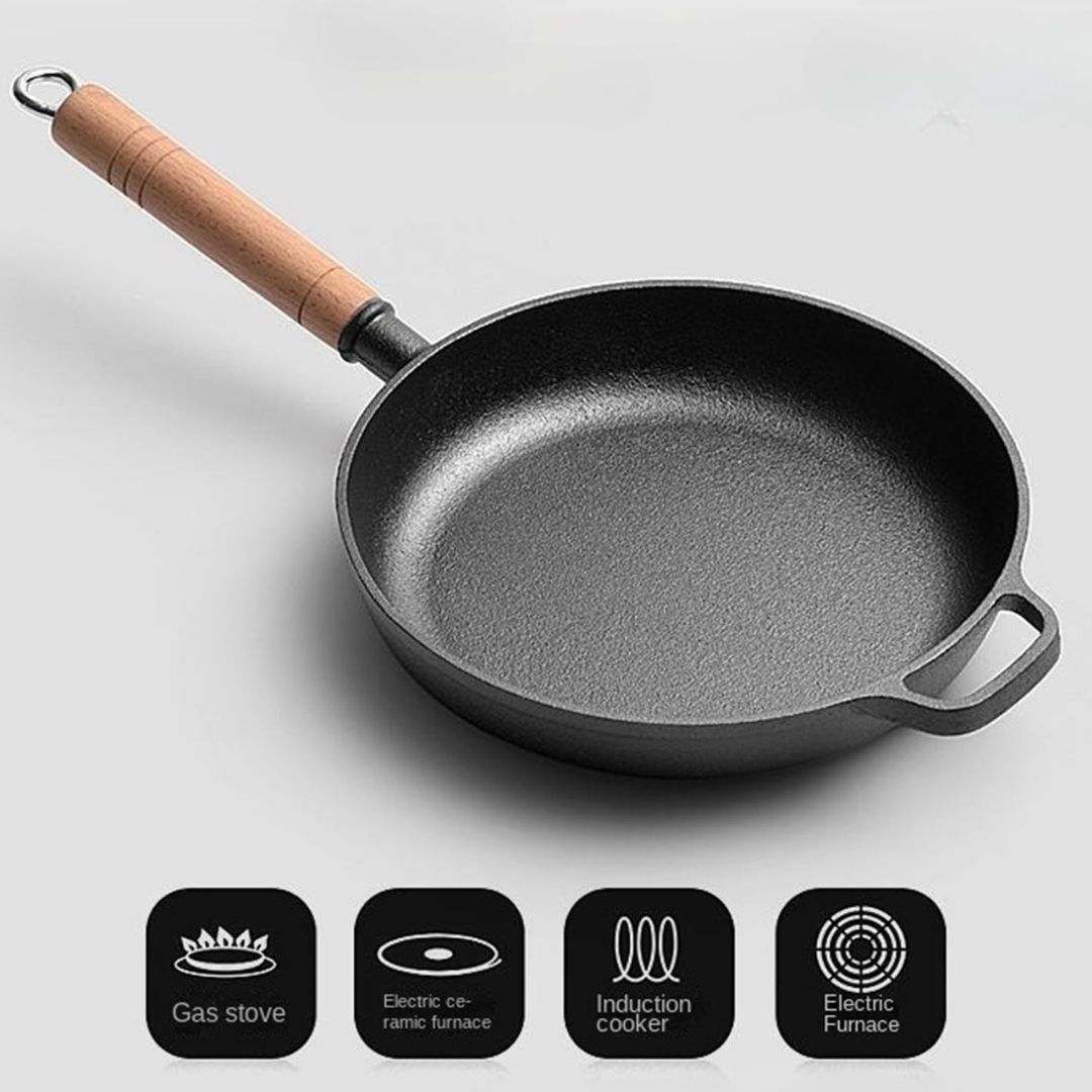 Homero Premium Non-Stick Cast Iron Fry Pan with Glass Lid 22cm Design