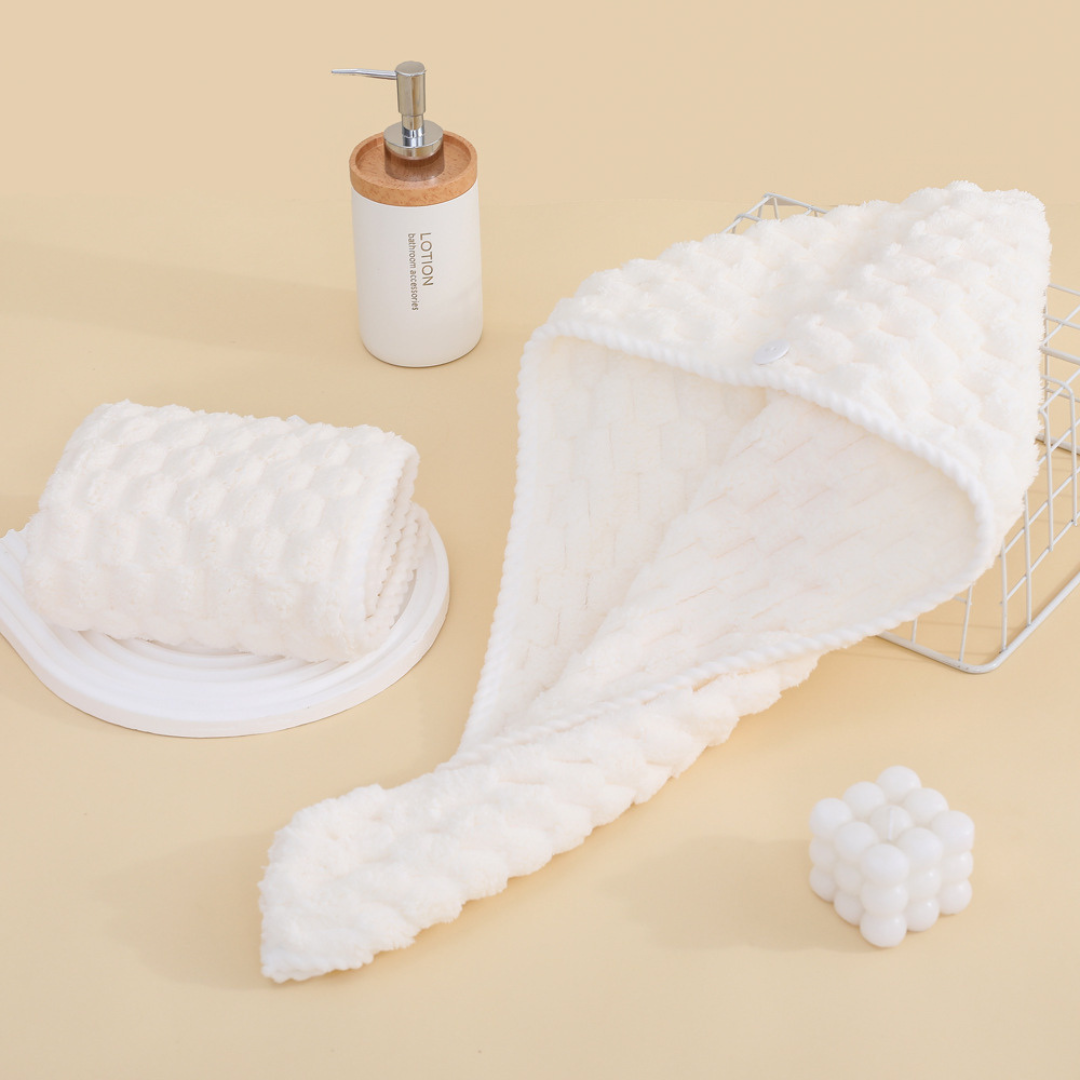 Homero Ultra-Soft Coral Fleece Hair Drying Cap with Cloud Texture