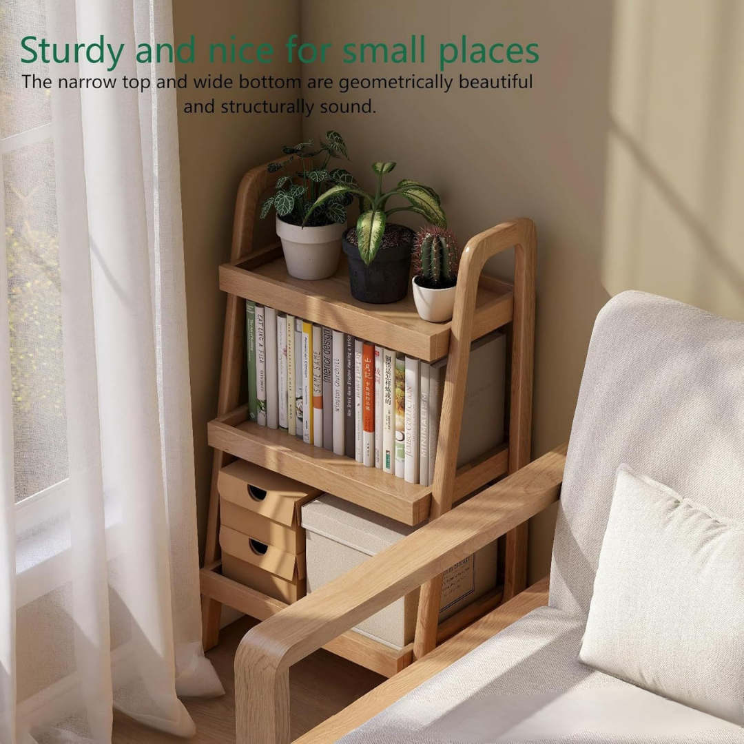 Multi Purpose Oak Wood Storage Shelf Portable Display Stand