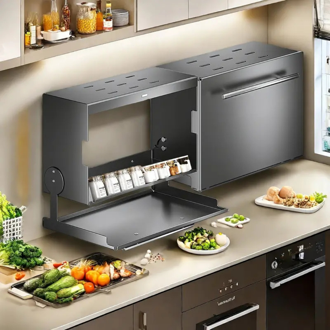 HOMERO Multifunctional Magnetic Flip-Top Kitchen Storage Rack