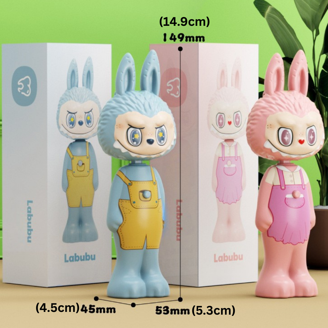 Homero Cute Labubu Ultra Soft Bristles Toothbrush 2 Piece (Pink and Blue)