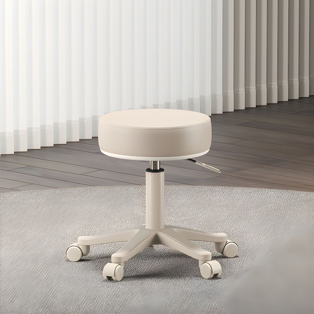 Height Adjustable Soft Cushioned Seat Rolling Stool