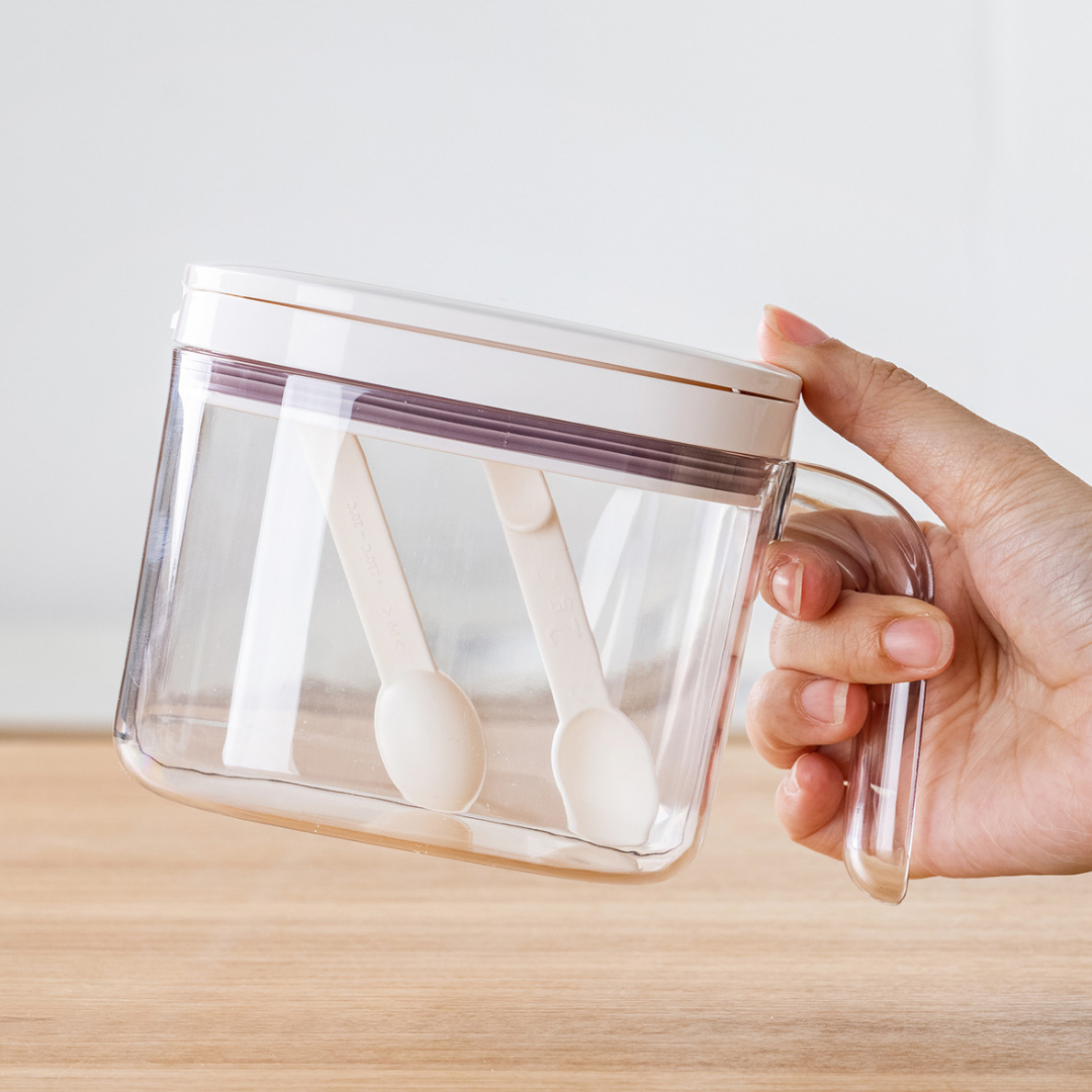 Three-in-One Pop-Up Lid Spice Storage Box With Measuring Spoon - 1200ml