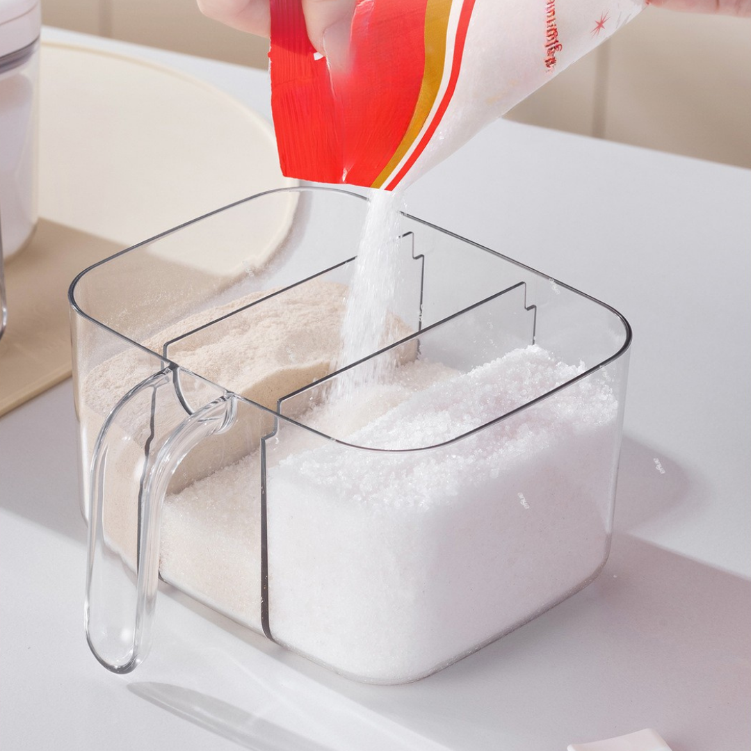 Three-in-One Pop-Up Lid Spice Storage Box With Measuring Spoon - 1200ml