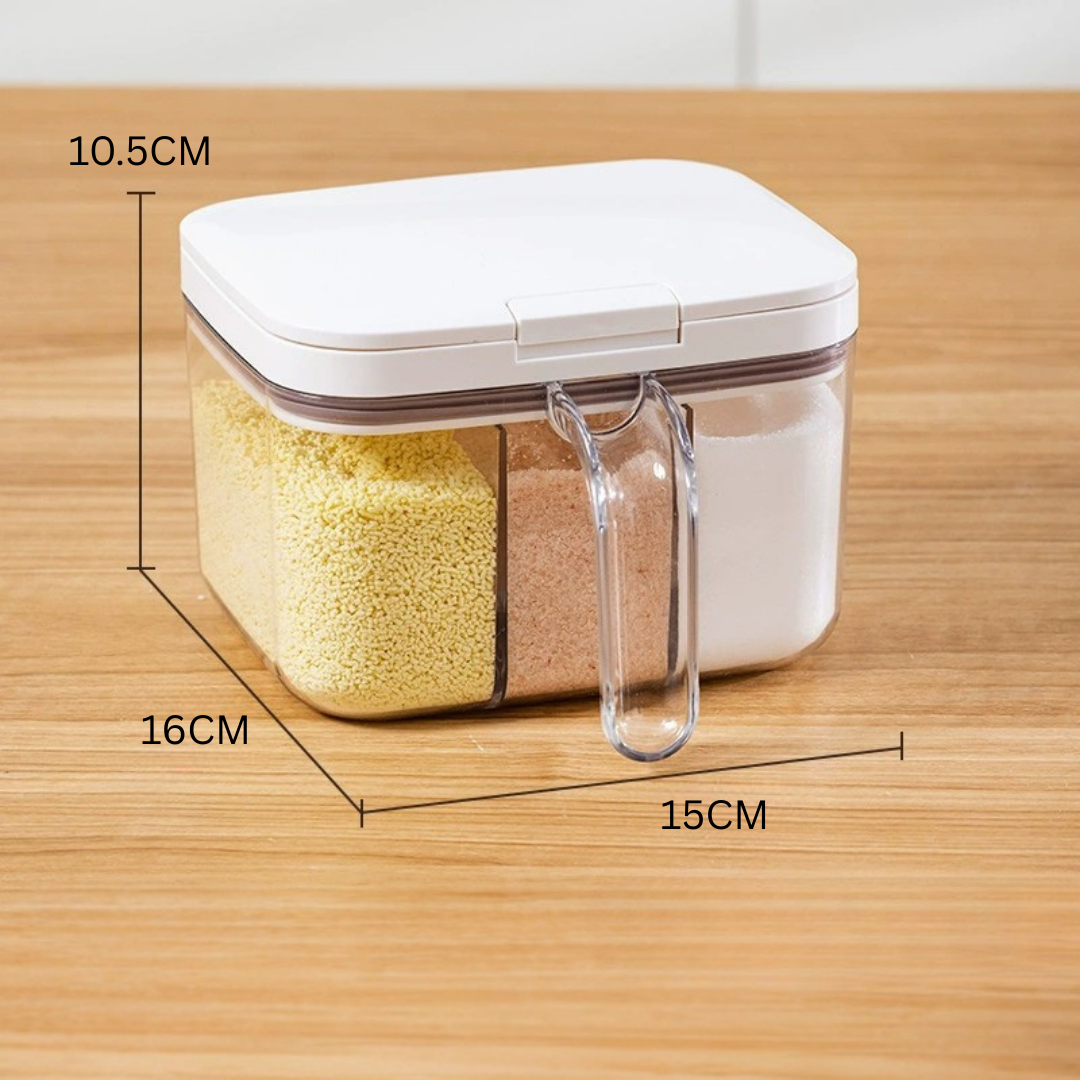Three-in-One Pop-Up Lid Spice Storage Box With Measuring Spoon - 1200ml