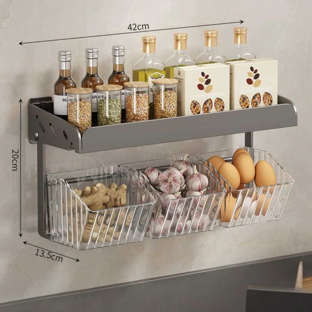 Carbon Steel Acrylic Spice Rack Kitchen Organizer
