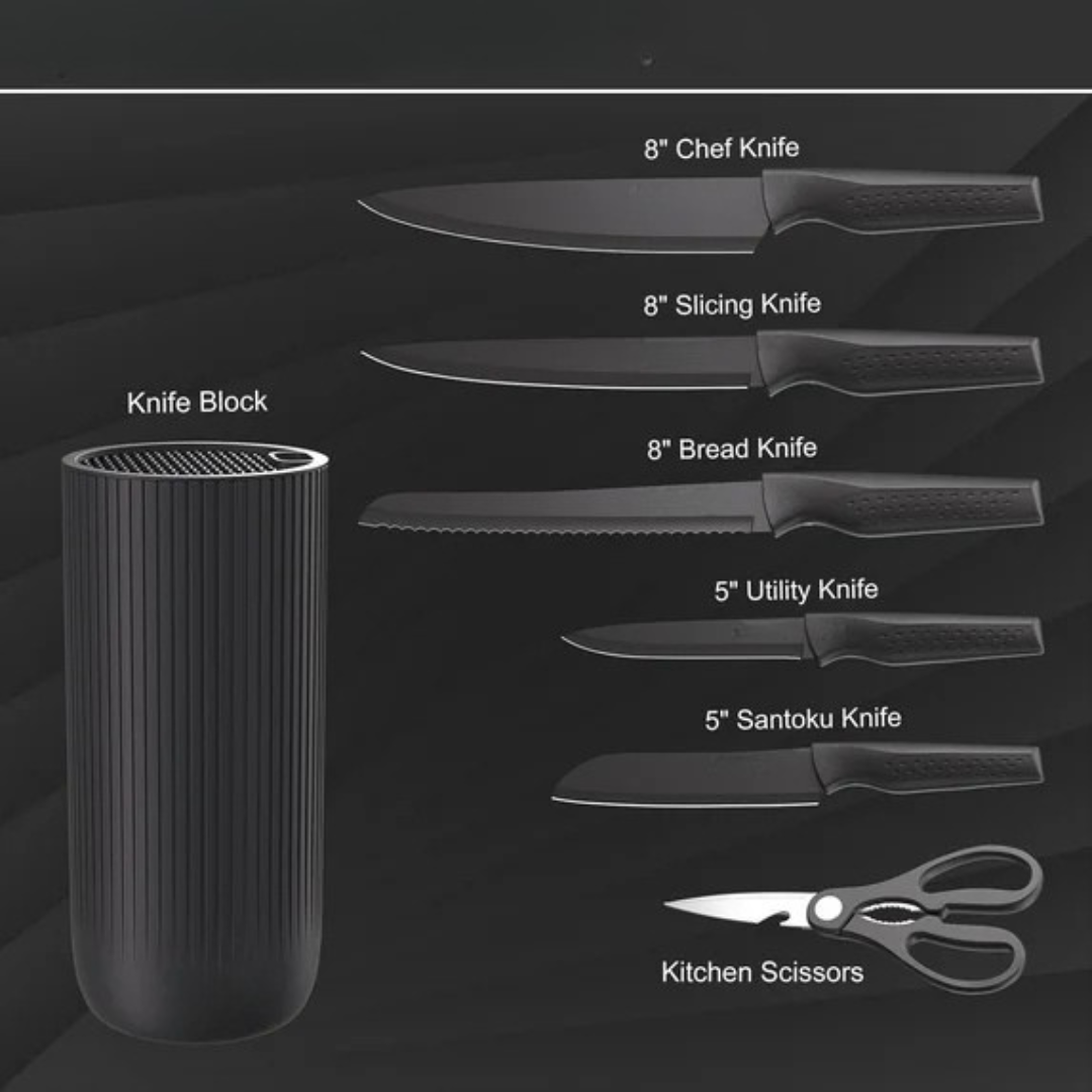 HOMERO Premium Stainless Steel Kitchen Knife Set With Universal Block