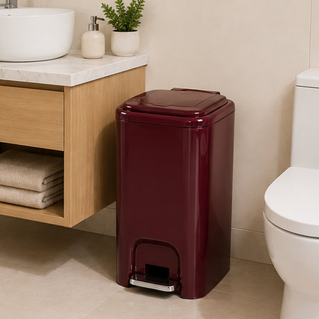 Modern Dual Opening Kitchen Bathroom Trash Bin with Secure Inner Ring
