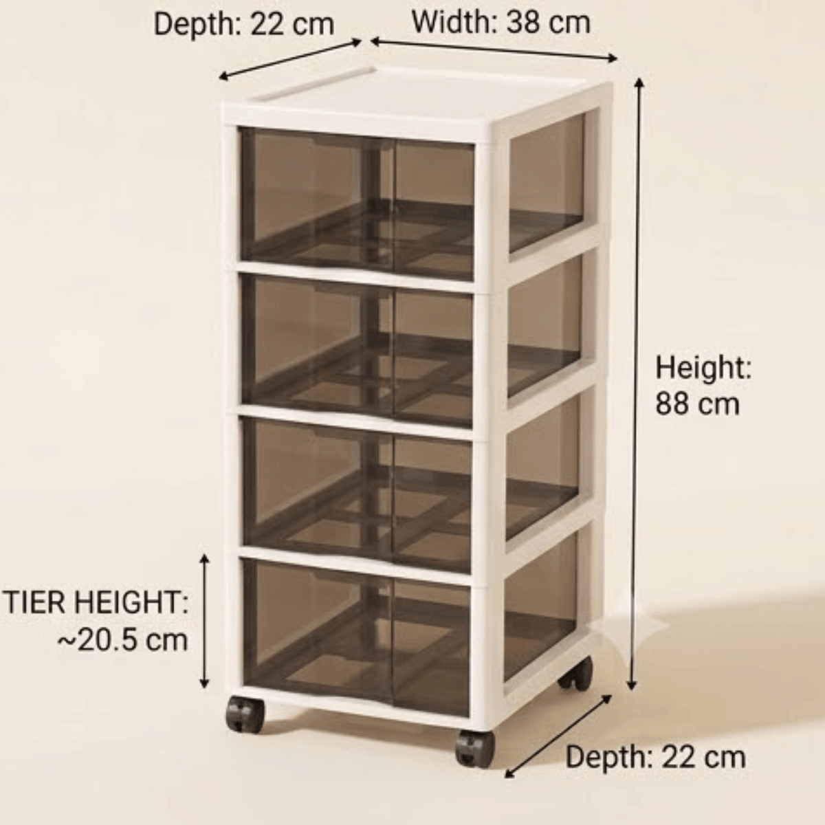 Multi-Layer Stackable Storage Cabinet Organizer with Wheels