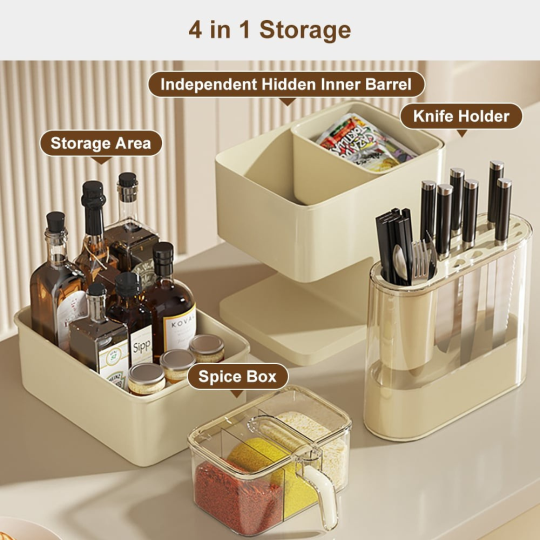 Smart 4-in-1 Multipurpose Knife Holder Seasoning Storage
