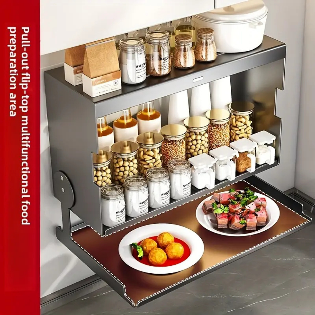 HOMERO Multifunctional Magnetic Flip-Top Kitchen Storage Rack