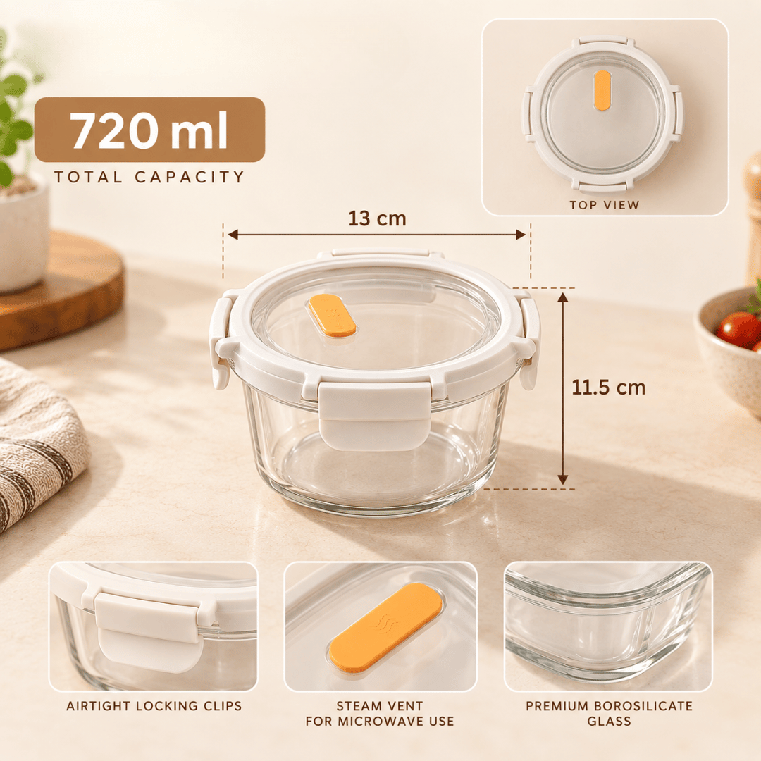 Microwave Safe Borosilicate Glass Food Storage Container