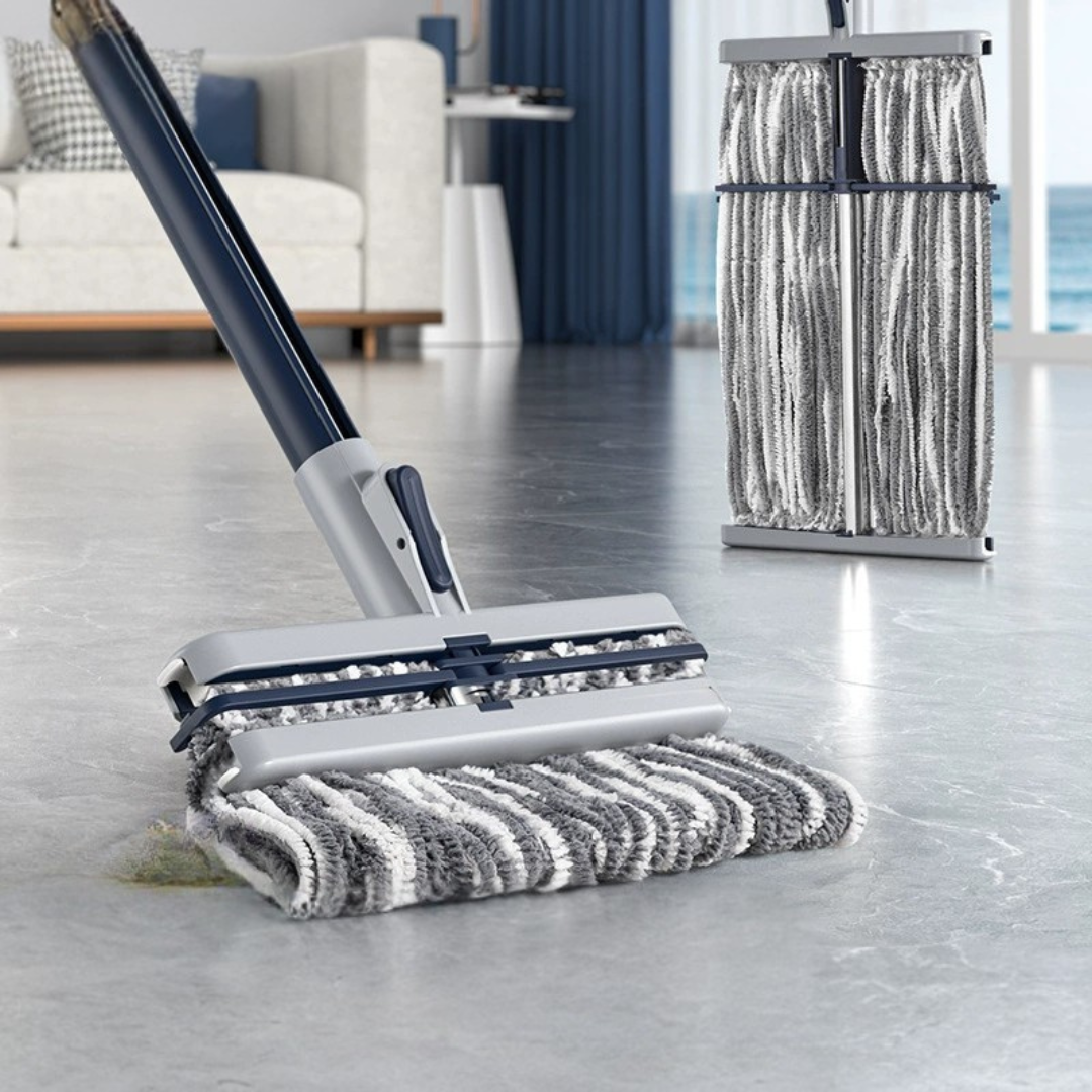 Stainless Steel Double Fold Absorbent Head Flat Floor Cleaning Mop