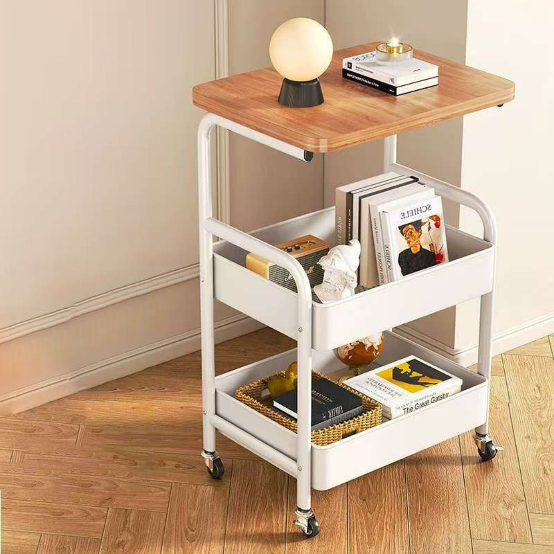 Homero 3-Tier Iron Durable Wood Slim Storage Rack