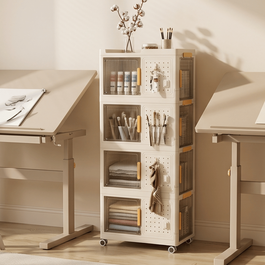 Multi-Tier Rolling Storage Bookcase With Wheels