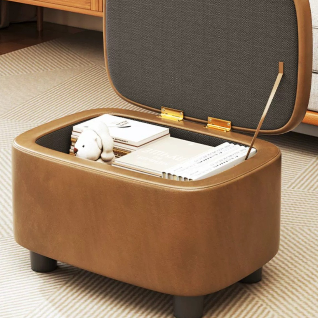 Homero Premium Storage Footstool with Nappa Leather