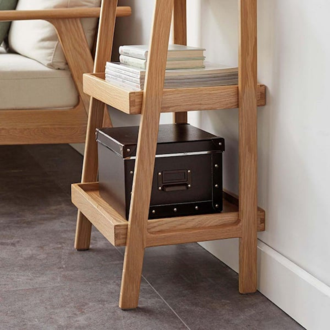 Multi Purpose Oak Wood Storage Shelf Portable Display Stand