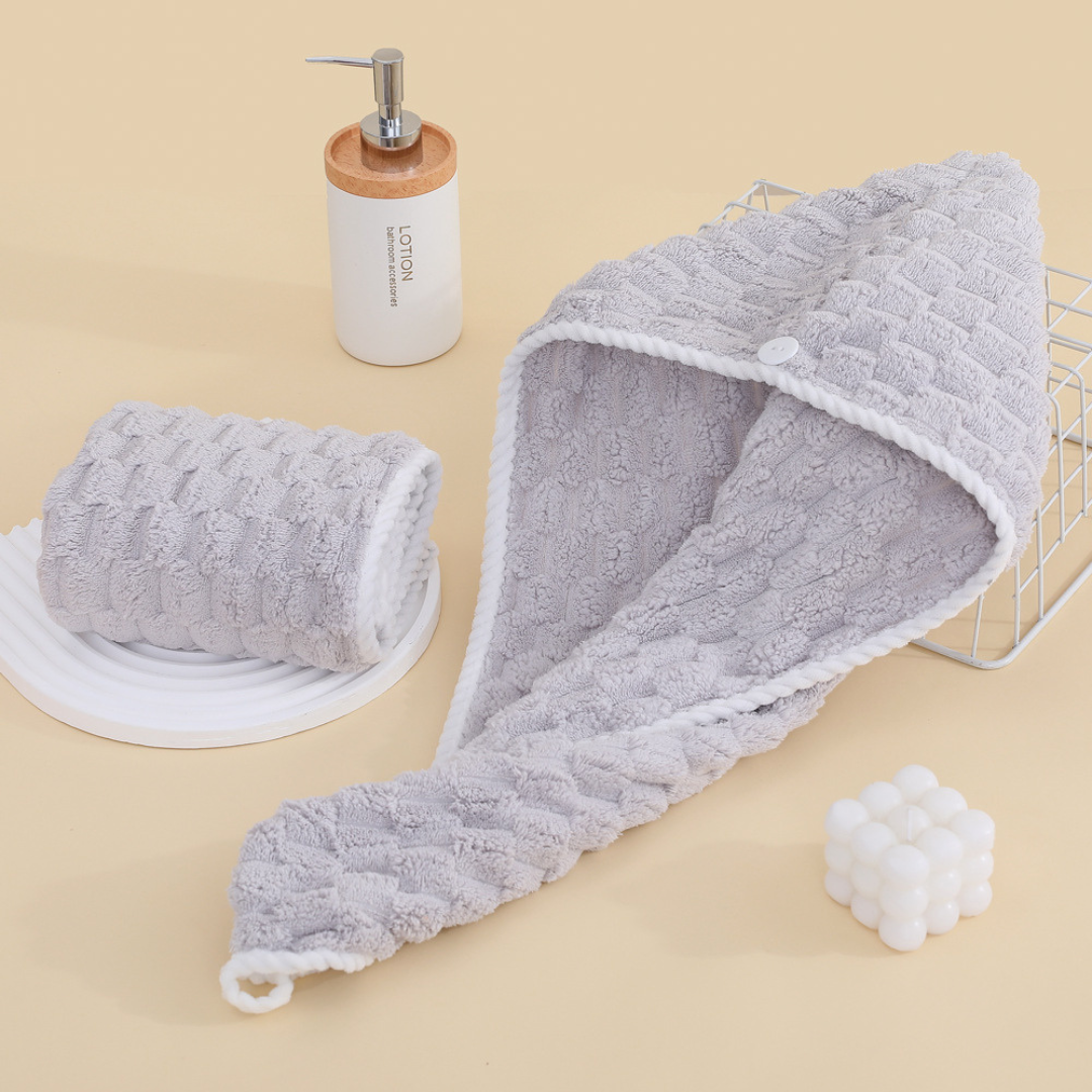 Homero Ultra-Soft Coral Fleece Hair Drying Cap with Cloud Texture