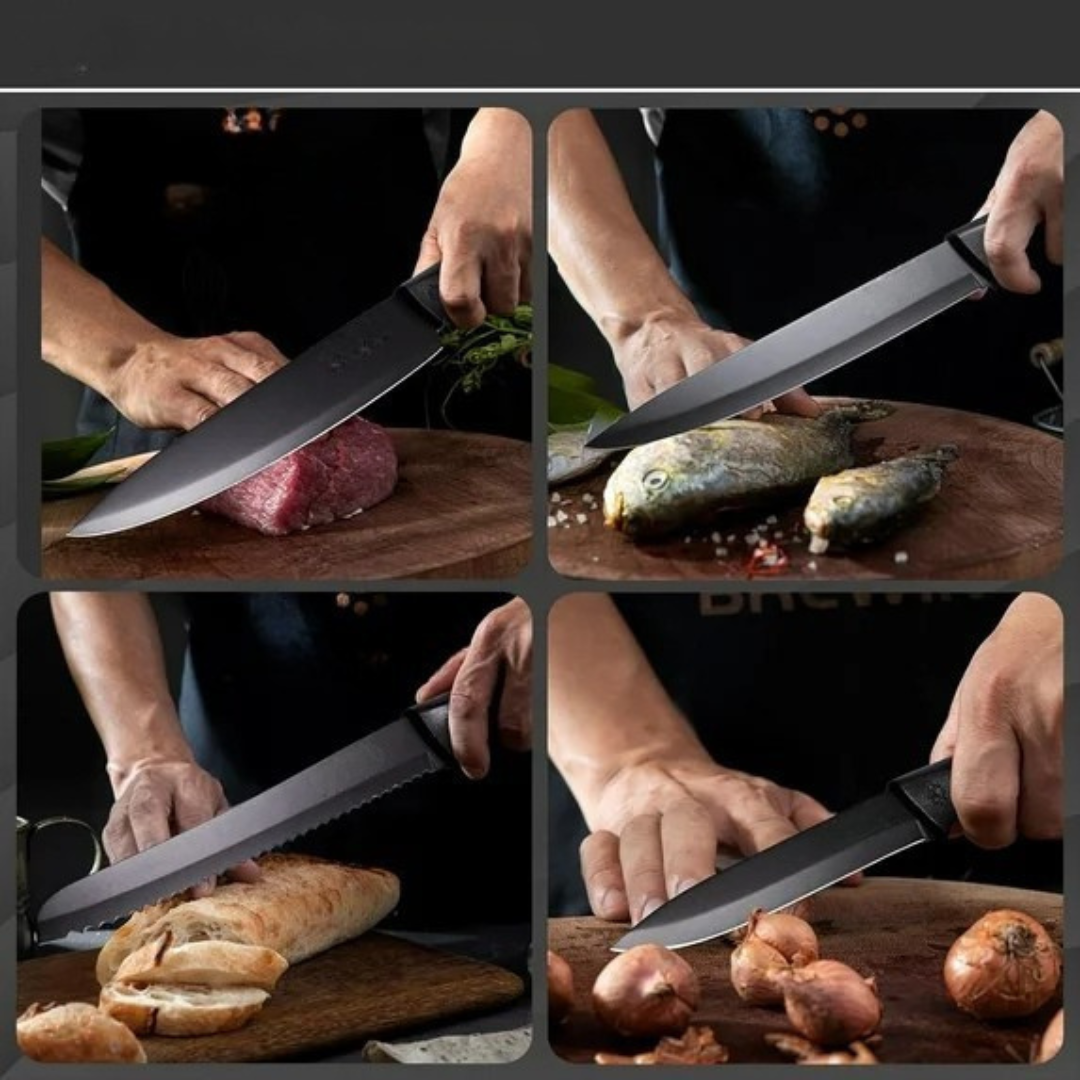 HOMERO Premium Stainless Steel Kitchen Knife Set With Universal Block