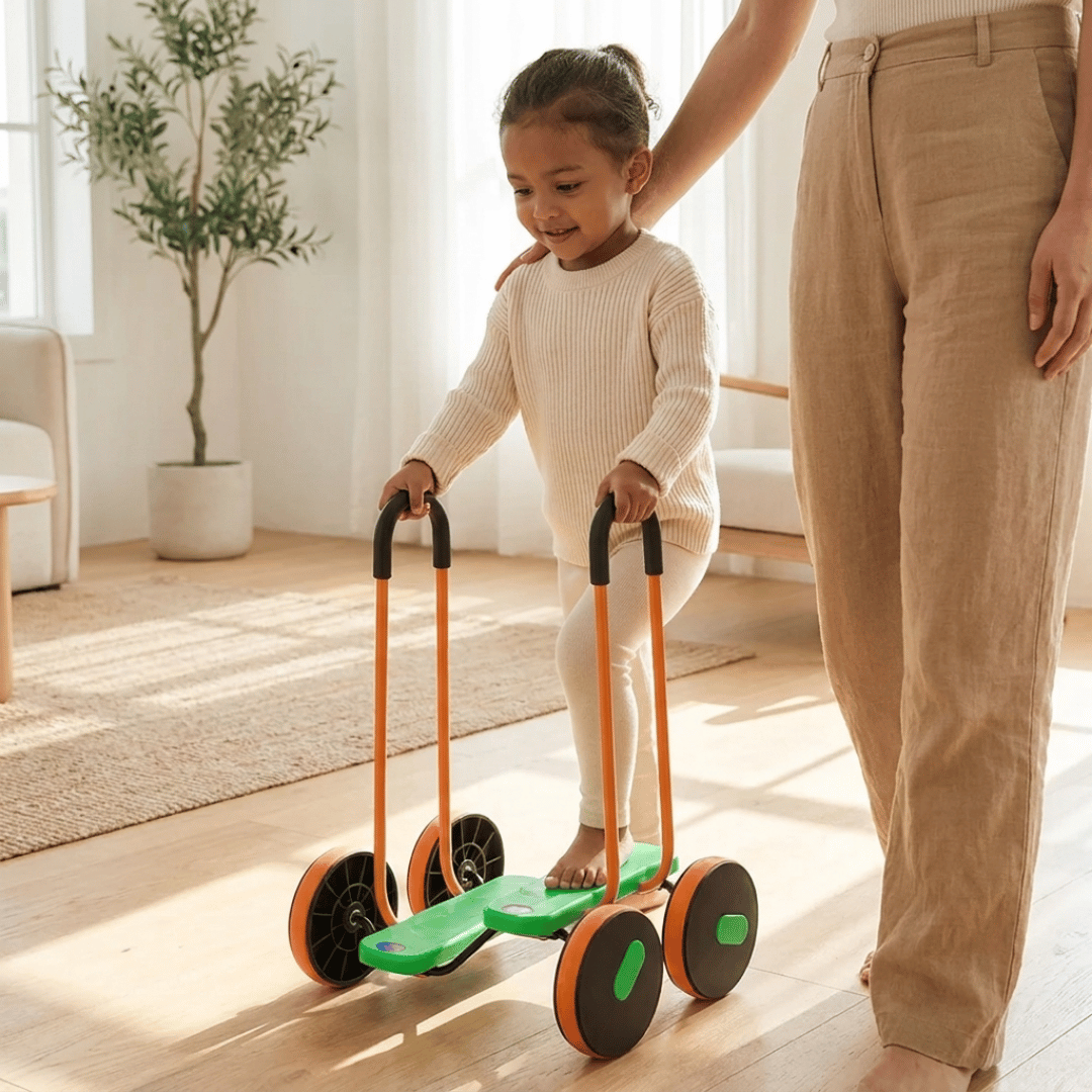 Homero Kids Sensory Balance Scooter with Handrail Outdoor Training Toy (Red Color)