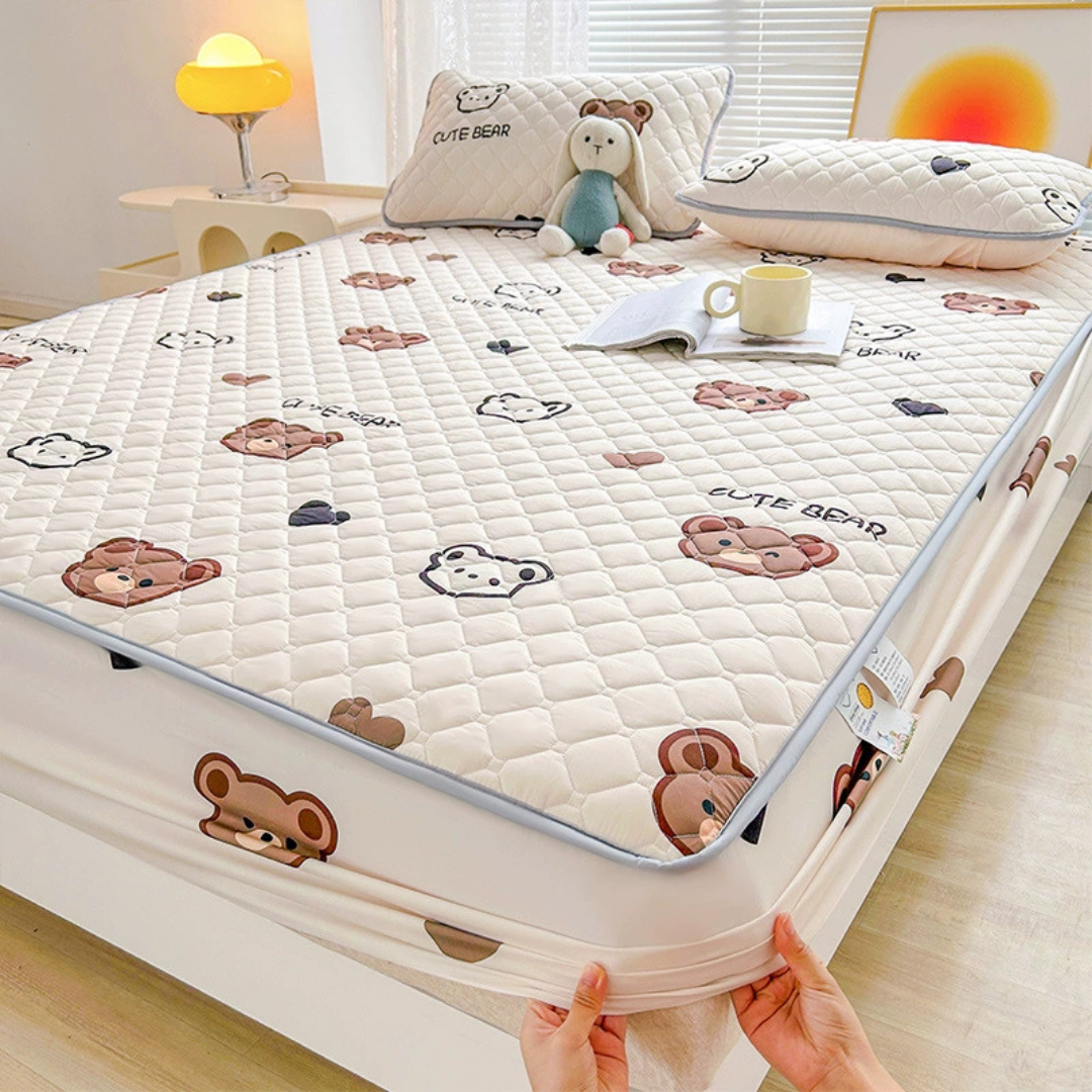 Antibacterial Breathable and Skin Friendly Comfortable Quilted Fitted Bed Sheet with Pillow Cover