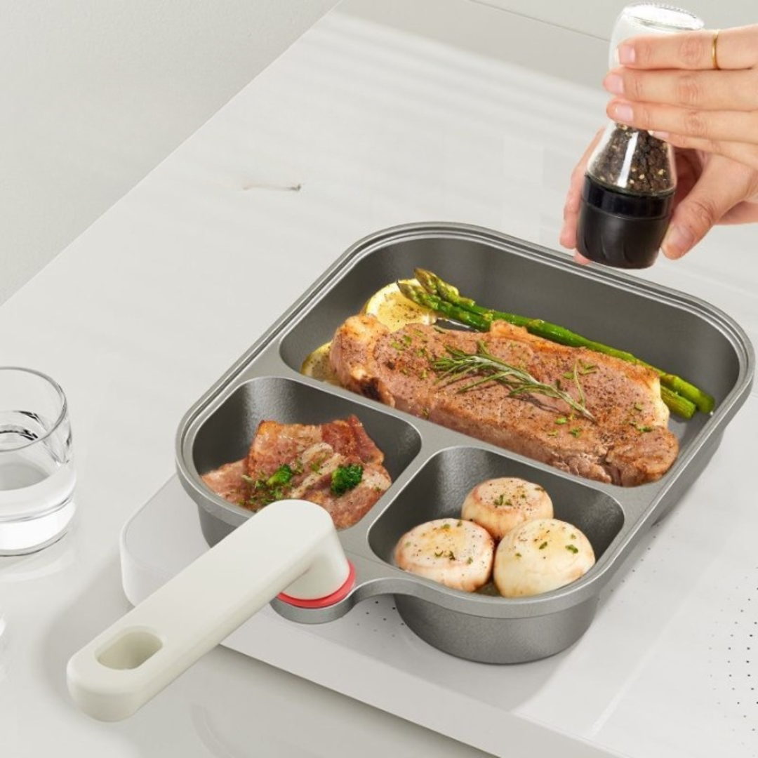 3 In 1 Non Stick Divided Frying Pan - 4.1cm Deep