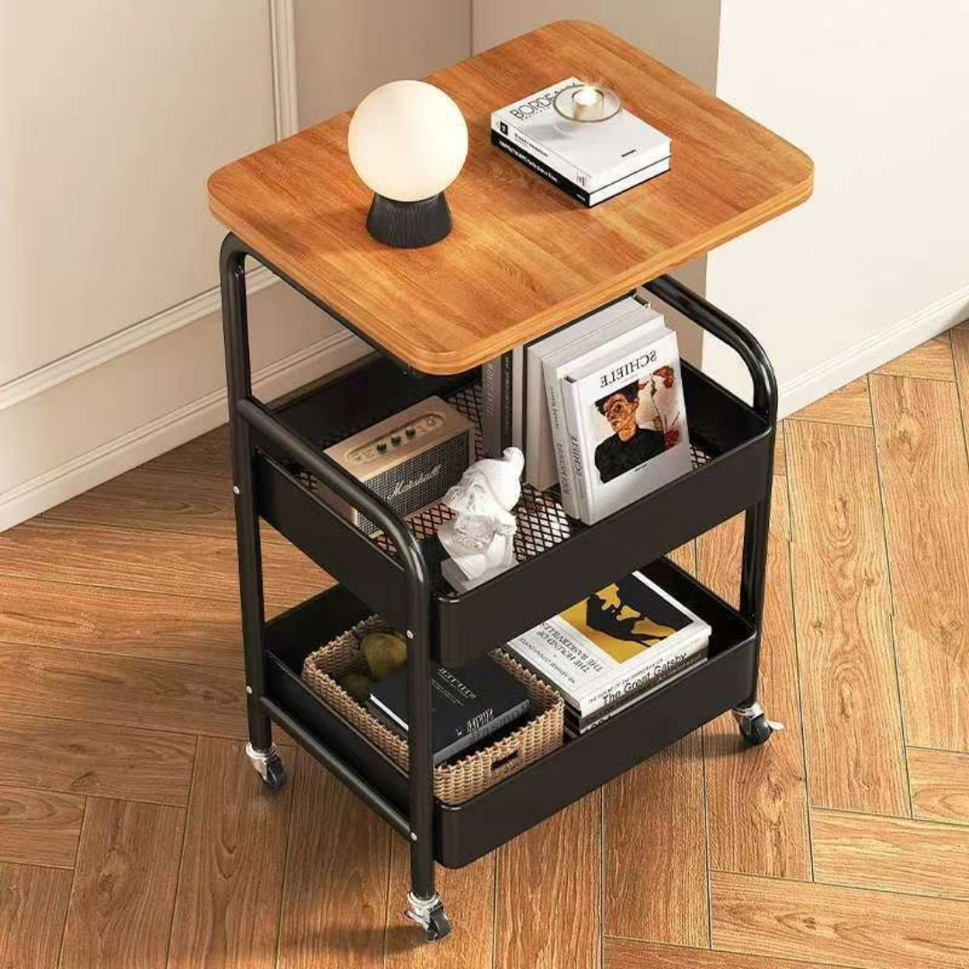 Homero 3-Tier Iron Durable Wood Slim Storage Rack