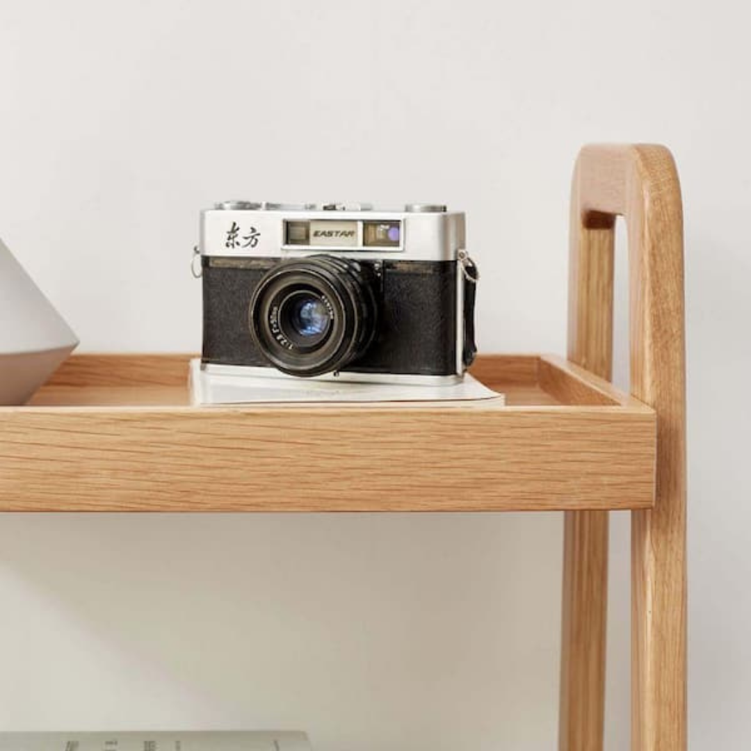Multi Purpose Oak Wood Storage Shelf Portable Display Stand