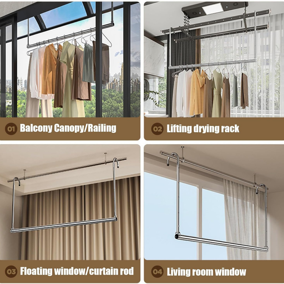 HOMERO 3-Level Extendable Stainless Steel Space Saving Clothes Airer