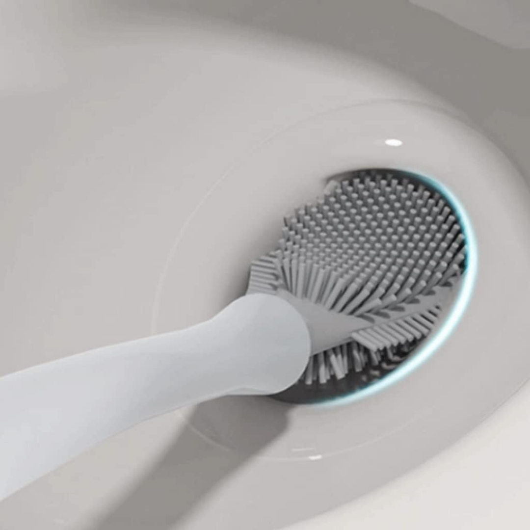 Automatic Open Close Soft Silicone Bristle Wall Mounted Toilet Brush Set