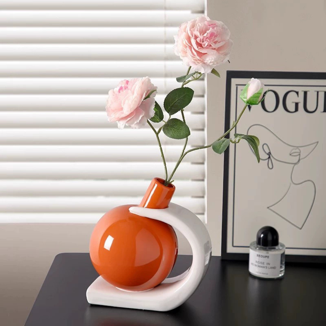 HOMERO Modern Nordic Style Ceramic Flower Vase With Flower